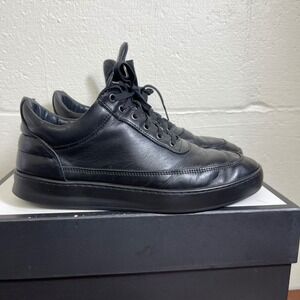 Filling Pieces Black Leather Low Top Sneakers Lace up Men's 42 EU/8.5 US